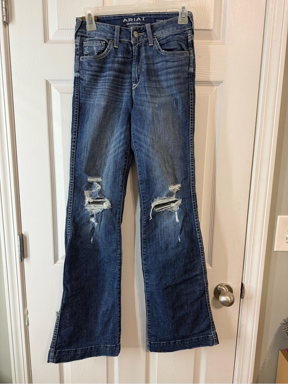 Ariat Distressed Dark Blue Flare Jeans